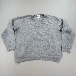 Lacoste V-Neck Sweater Men's Size 6 Gray Wool Cashmere Blend‎ Logo Pullover
